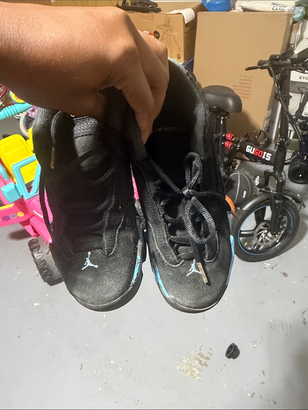 Jordan Kids Black with Teal Accent Sneakers